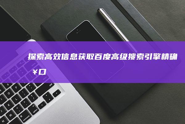 “探索高效信息获取：百度高级搜索引擎精确入口”